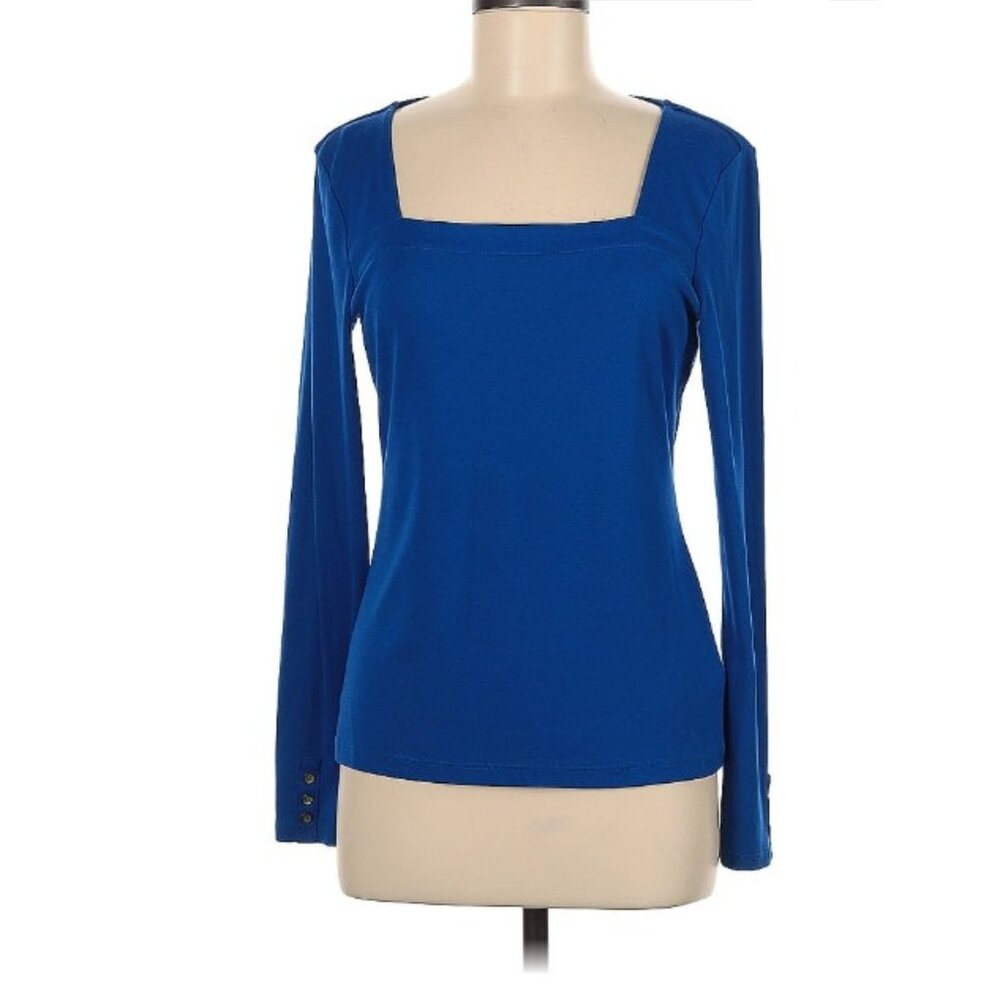Women's Limited cobalt blue long sleeved, square necked, top, medium.